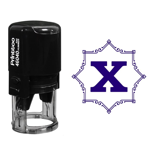 Printtoo Office Stationary Octagon Celtic Swirl Frame X Alphabet Monogram Initial R-40 Self Inking Rubber Stamp