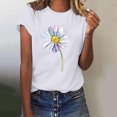 thumbnail image 5 of Hauts d'Été pour Femmes, Blouses Décontractées Élégantes 2024, T-Shirts à Manches Courtes Imprimés, Col Rond, Ample, Blanc, 5 of 5