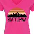 thumbnail image 4 of Inktastic Seattle Washington Skyline Sunset Women's V-Neck T-Shirt, 4 of 5