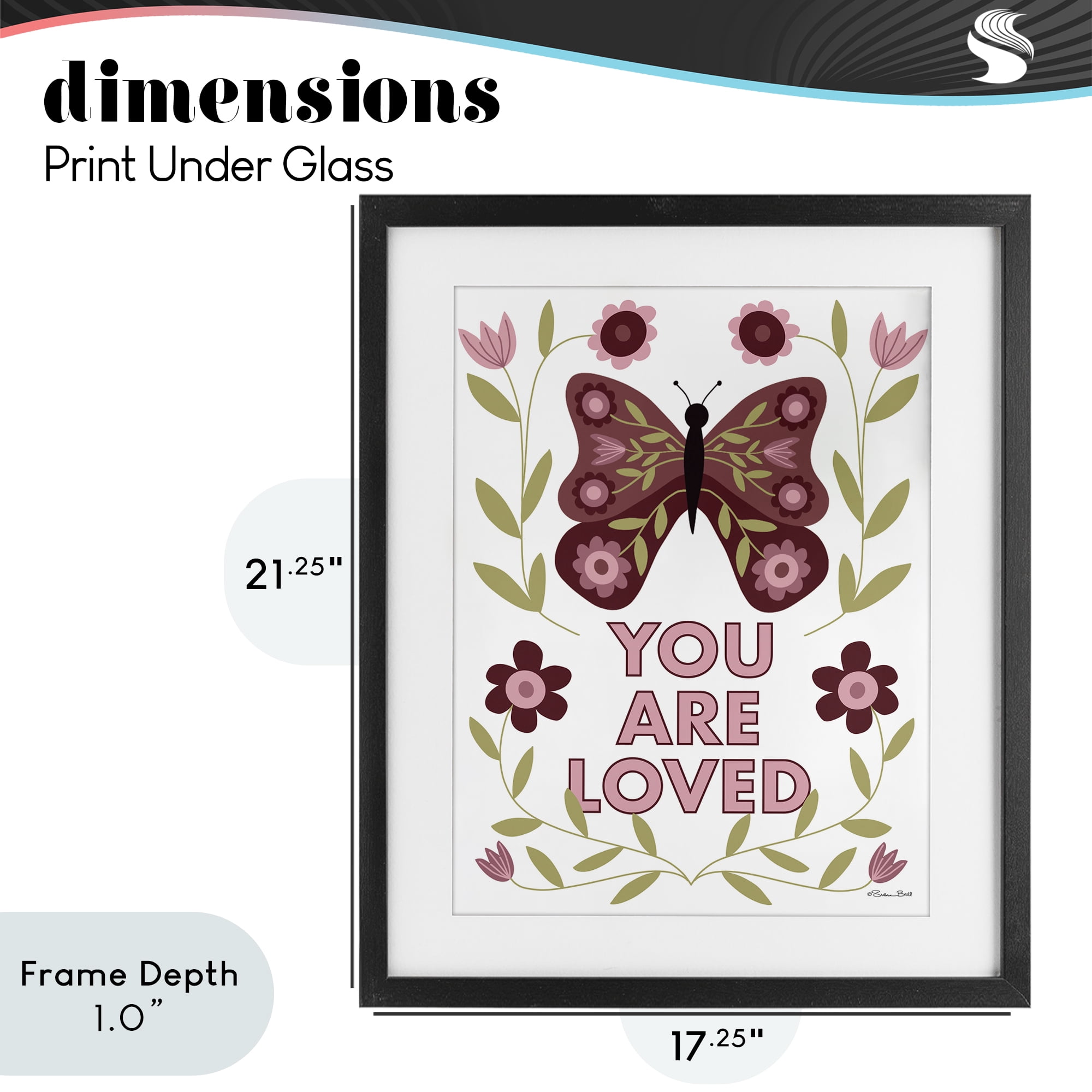Stupell Industries You Are Loved Symmetrical Black Framed Print Under Glass, design by Susan Ball