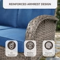 thumbnail image 6 of Patiobula Patio Furniture Set with Propane Fire Pit Table, 7 Pieces Outdoor Sectional Couch, Gray Wicker Rattan Conversation Loveseat Glider with Swivel Chair Ottomans for Backyard Deck, Navy, 6 of 15
