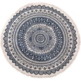 thumbnail image 1 of Alfombras redondas con estampado de mandala, alfombras de algodón con borlas, alfombras de mandala bohemias tejidas a mano, lavables a máquina (azul + negro, 120 cm) Sincero Electrónica, 1 of 4