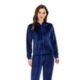 thumbnail image 3 of FANNYC Women Velvet Velour Long Sleeve Zipper Hoodie Front Pockets Sweater Jacket Tops, 3 of 6