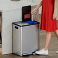thumbnail image 3 of iTouchless SoftStep Stainless Steel Step Recycler Trash Can, 60 Liter / 16 Gallon (2, 8-gallon removable Inner Buckets), 3 of 7