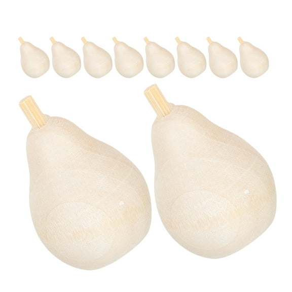 MLINS Unpainted Wooden Pear for Decoration with Smooth Surface and No Burrs Khaki Wood Crafts 10pcs