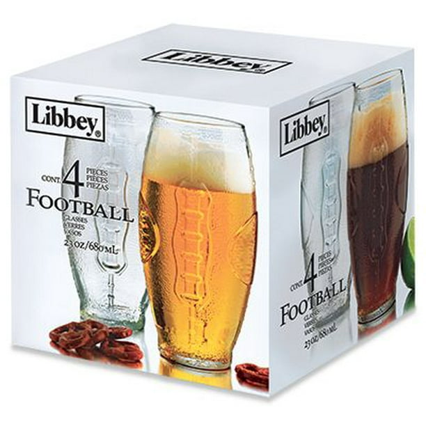 Libbey Glass 2233S4 Embossed Football Tumbler Glass Set, 23oz., 4Pc