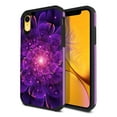 thumbnail image 1 of FINCIBO Purple Hybrid Case Hard Plastic TPU Slim Back Cover for Apple iPhone XR 6.1", Abstract Purple Flowers, 1 of 7