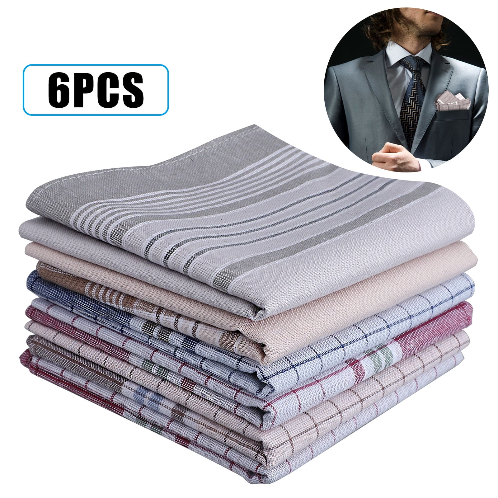 Men Handkerchief Lot Pocket Color Edge Square Cotton Business Friendly Border 