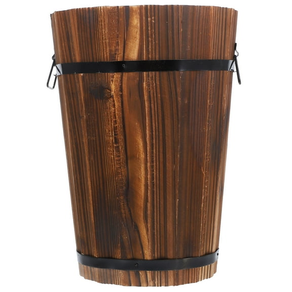 CATIEBYE Catiebye Rustic Brown Pine Wood Entryway Umbrella Holder Rack 1Set