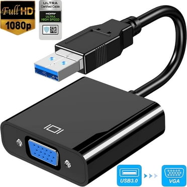USB to VGA Adapter for Monitor, VGA to USB 3.0/2.0 Converter 1080P Multi-Display Video Cable for Laptop Desktop PC to Monitors, Projector, TV. (Not Support Chromebook)
