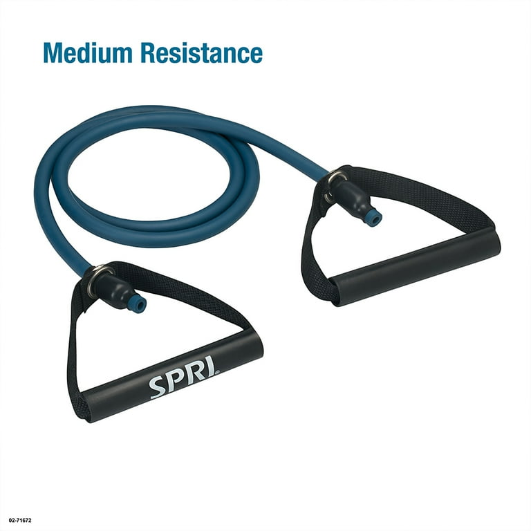 SPRI Home Gym Essentials Kit Includes Jump Rope Push up Bars Ab Wheel and Medium Resistance Tube