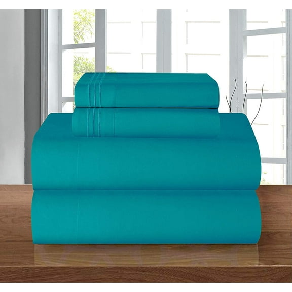 Celine Linen 1500 Thread Count Microfiber 4-Pc Sheet Set Split King, Turquoise