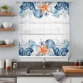 thumbnail image 4 of Summer Coastal Sheer Curtains 84 Inches Long, Sea Ocean Starfish Shells Coral Conch Wood Gray Light Filering Curtains, Breathable Simi Curtain Privacy Drapes for Living Room Bedroom Window Treatment, 4 of 8