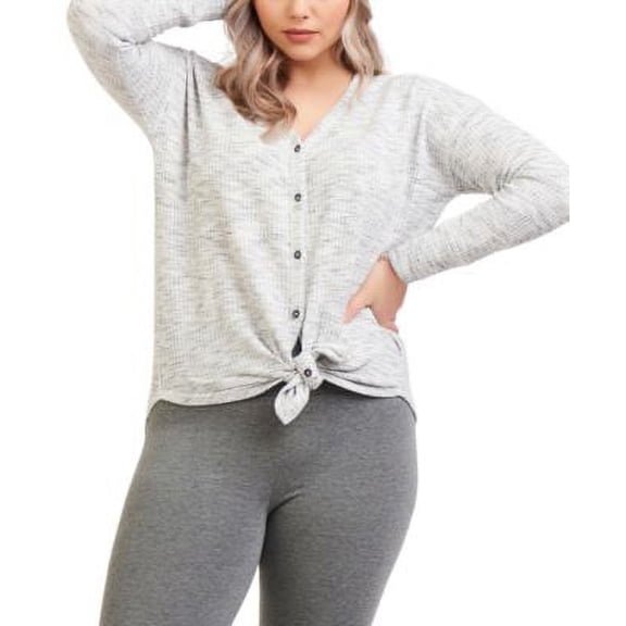 MSRP $59 Black Tape Trendy Plus Size Tie-Front Waffle-Knit Top Size X