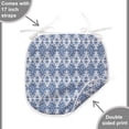 thumbnail image 4 of Blue and White Dining Chair Pad, Abstract Tie Dye Effect Ikat Shibori Pattern in Bohemian Fashion, Water Resistant Pillow with Straps for Kitchen Seats, 2 Pieces Set, Navy Blue and White, by Ambesonne, 4 of 5