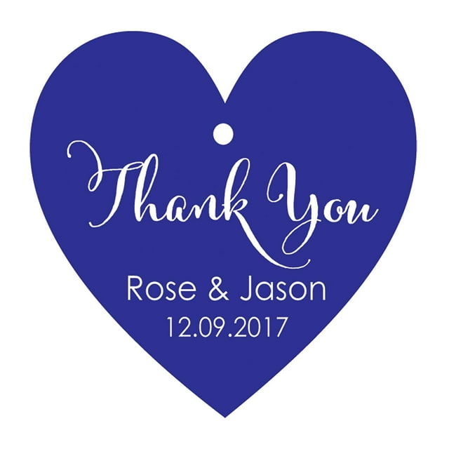 100 PCS Thank You Custom Made Heart Shape Hang Tags Personalized Wedding Favor Paper Tags