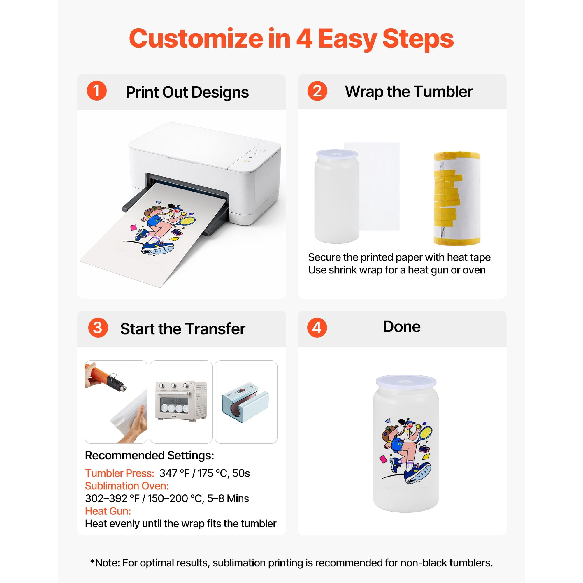 Sublimation Tumbler Bulk 6-Pack, 304 Stainless Steel, 12oz, Auto-Spray Coating, with Lids Straws, for DIY Personalized Cups