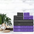 thumbnail image 2 of Ample Decor Bathroom Towel Set of 12- 4 Bath Towel, 4 Hand Towel, 4 Hand Towel- Machine Washable - Grey & Purple, 2 of 5