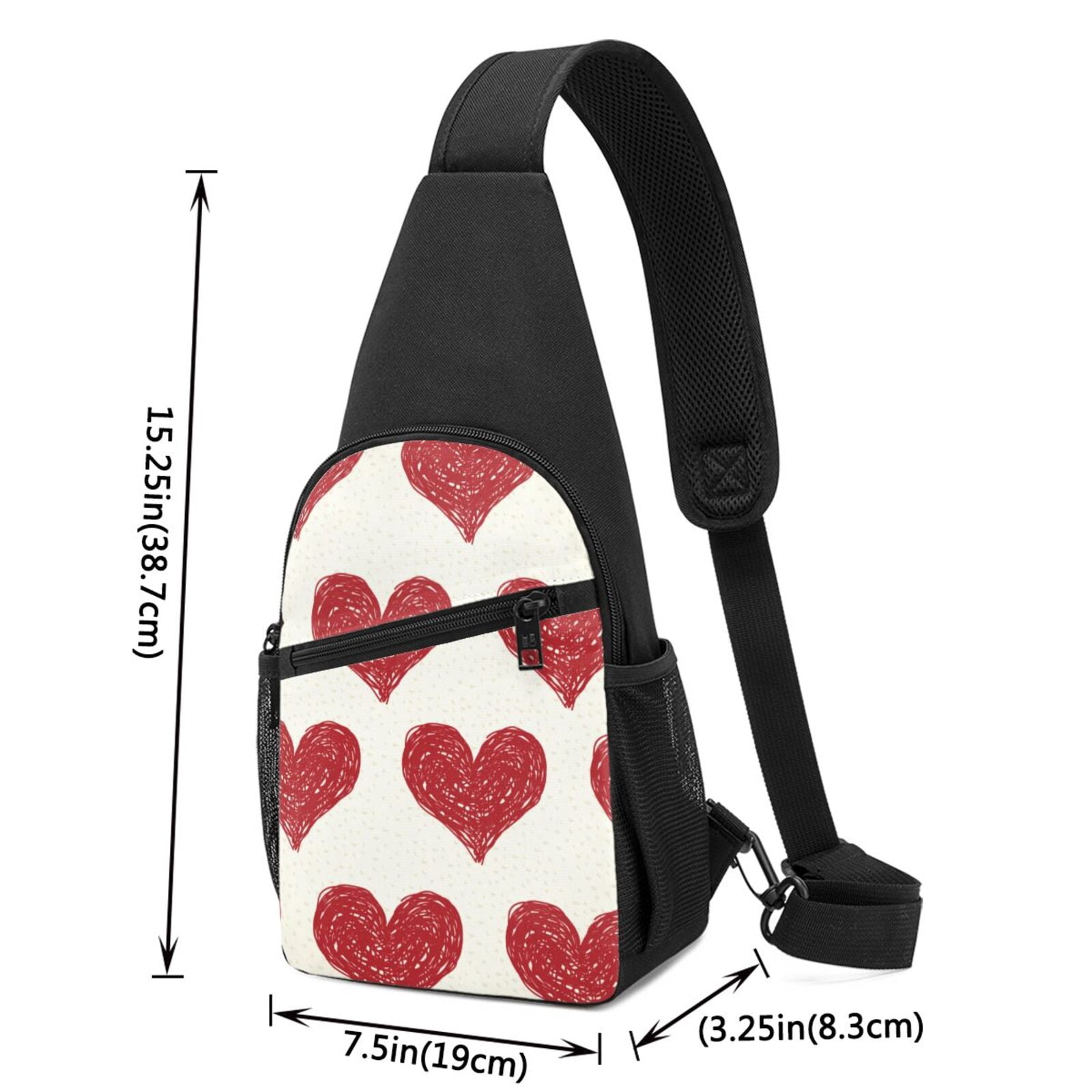 Xecao's Love Print Sling Bag: A Versatile Chest, Shoulder, and Crossbody Backpack for Casual Days Out, Perfect for Both Men and Women