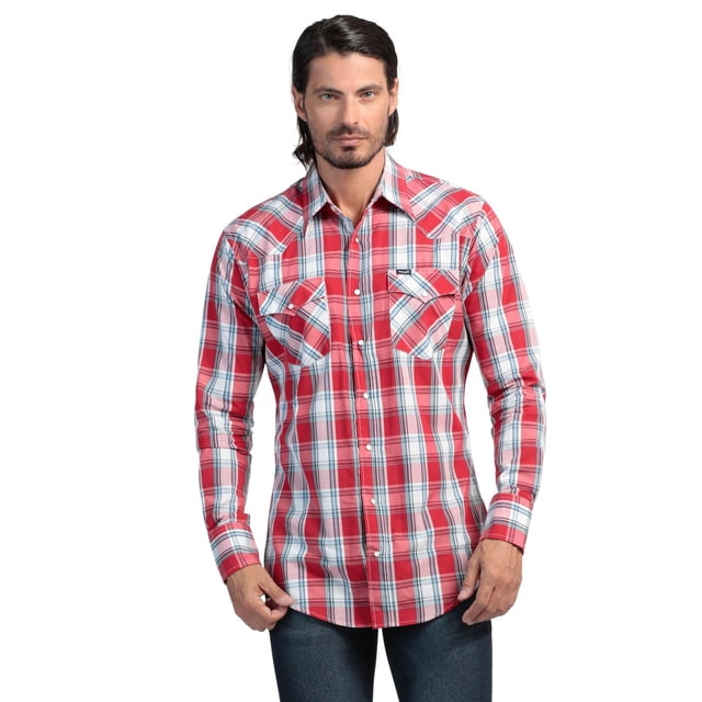 Camisa Regular Fit Manga Larga Wrangler Hombre 647 rojo G