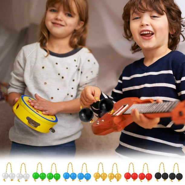 Kashaka Instrumentos de percusión de mano, sonajas de plástico con cuerda trenzada para práctica rítmica y actuaciones musicales (Negro)