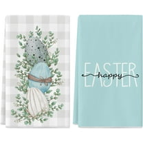 Easter Kitchen Towels Set of 2, 18x26 Inch Happy Easter Dish Towels Easter Decor Hand Towels Seasonal Spring Holiday Easter Bunny Decorations for Home Drying Dishcloth (Set of 2)