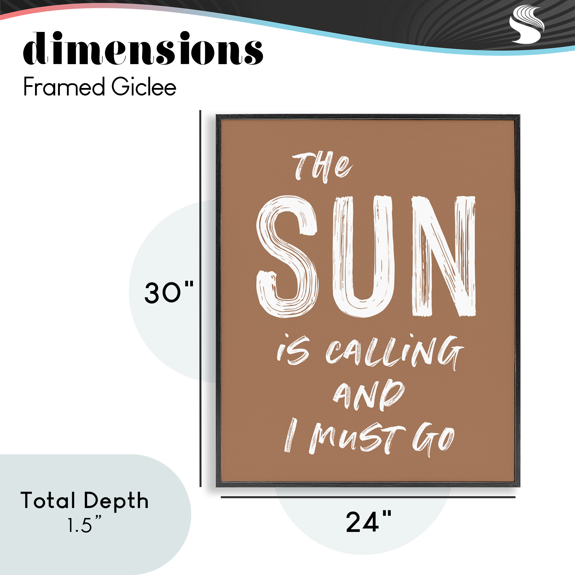 Sun Is Calling Must Go Black Framed Giclee Art, design by Lettered and Lined