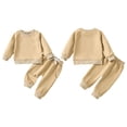 thumbnail image 3 of BULLPIANO Baby Boy Clothes Toddler Fall Winter Outfits Solid Color Crewneck Sweatshirt and Jogger Pants Winter 2Pcs Sweatsuit, 3 of 8