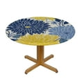 thumbnail image 3 of JEUXUS  Flowers Round Table Cloths Decor, Floral Blue Yellow Washable Table Cover Tablecloth for Outdoor Dining Banquet, 3 of 7