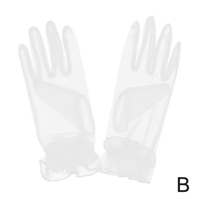 Wedding Gloves Korean Transparent Thin Mesh Short Colourful With Wrap Finger
