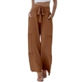 thumbnail image 3 of Kelon Womens Casual Pants with Pockets High Waist Adjustable Knot Loose Casual Trousers Business Work Casual Pants S-2XL, 3 of 9