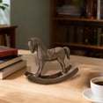 thumbnail image 6 of Horse Statue Tabletop Art Craft Ornament Wooden Rocking Horse Unique Retro Cabinet Fireplace Table Decor, 6 of 9