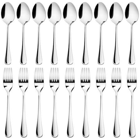GPED 24-piece Forks and Spoons Silverware Set, Food Grade Stainless Steel Flatware Cutlery Set, 12 Dinner Forks and 12 Dinner Spoons for Kitchen and Restaurant, Mirror Polished & Dishwasher Safe