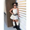 thumbnail image 4 of Argulvti Toddler Girls Skirt Set, Polyester Sleeveless Camisole with Pleated Mini A-line Skirt and Belt Summer Leisure Outfit, 4 of 8