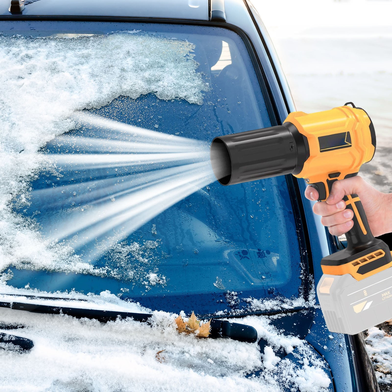 Rechargeable Lithium Battery Handheld Blower | Cordless Leaf & Debris Blower for Car Drying, Yard Cleaning & Snow Removal | Powerful Portable Electric Blower