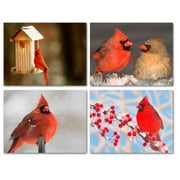 Small World Greetings Cardinal Note Cards 24 Count - Blank Inside with White Envelopes - A2 Size 5.5" x 4.25" - All Occasion Greeting Cards - Bird Stationary - Birthday, Thank You, and More