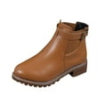 thumbnail image 2 of Bnwani Women Boots Footwear Fall Winter Fashion Toe Low-Heel Thick Ankle Versatile Casual Sweet Boot Brown Size 5.5, 2 of 5
