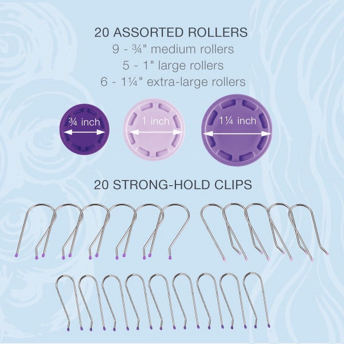 Conair EasyStart Hot Rollers, Create Curls and Waves That Last with 20 Assorted Hot Rollers and 20 Metal Pins, HS11RX - image 4 of 7