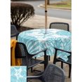 thumbnail image 4 of Outdoor Tablecloth with Umbrella Hole & Zipper, Aqua Coastal Square Tablecloth 60x60 Inch, Beach Starfish Nautical Coral Shell Summer Patio Table Cover Waterproof Table Cloth for Picnic/Party, 4 of 7