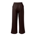 thumbnail image 5 of Rggeeun Womens Trousers Solid Color Elastic High Waist Wide Leg Ankle Length Soft Relaxed Fit With Adjustable Sashes Belt & Side Pockets For Summer Running Delicate Bottoms,Coffee,Xl, 5 of 5