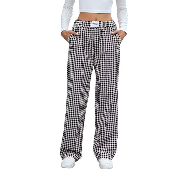2025 Fall Women's Striped Gingham Pajama Lounge Pants Soft, with Pockets for Daily & Relaxing Wear