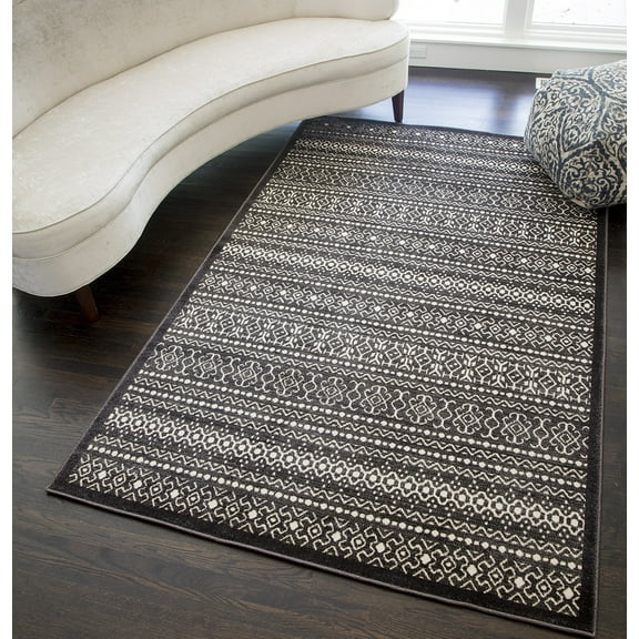 Rugs America Riviera Collection Charcoal RV300C Transitional Oriental Area Rug 5' x 8'