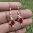 thumbnail image 3 of Boucles d'Oreilles Ovales en Argent Sterling 925 Forme Ovale Design Pierre Précieuse, 3 of 4