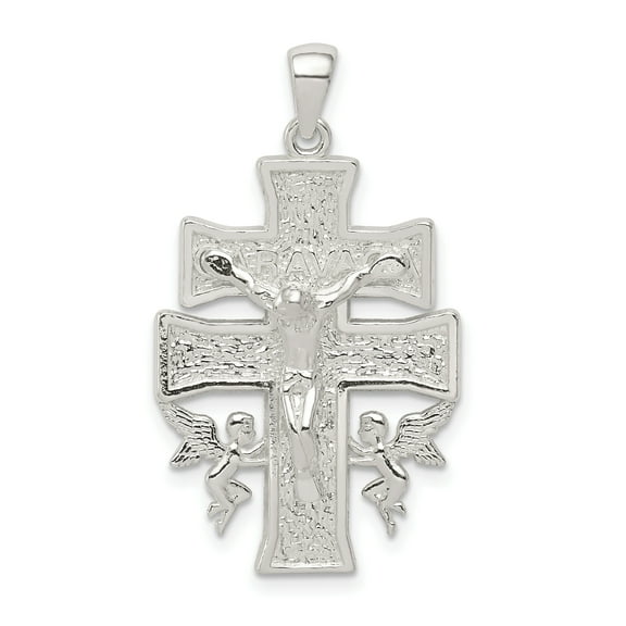 925 Sterling Silver Polished Mini Caravaca Crucifix Pendant