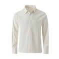 thumbnail image 1 of HAiming Mens Solid Color Knitted Shirts Lapel Long Sleeve Button down Tops Fall Plus Size Casual Work Office Blouse, 1 of 8