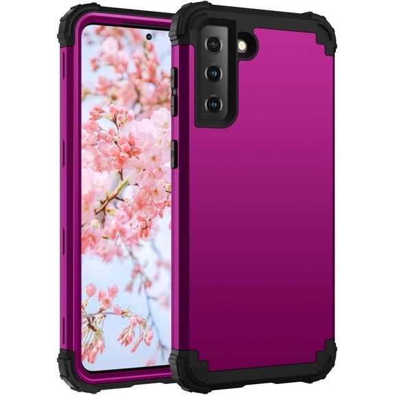 Samsung S21 5G Case, Samsung Galaxy S21 5G Case 3 Layer Hybrid Hard PC Soft Silicone Heavy Duty Rugged Bumper Shockproof Full-Body Protective Phone Cover for Samsung Galaxy S21 5G 6.2", Purple