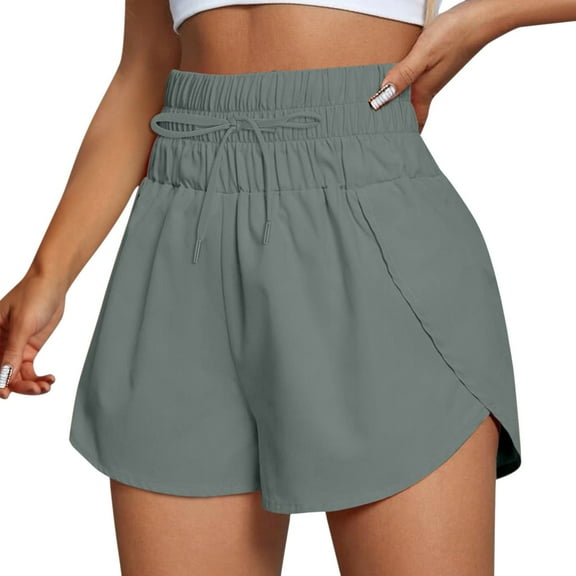Hpapadks Dress Shorts for Women Trendy Elastic Waist Yoga Sports Mid-Length Shorts for Women Army Green L