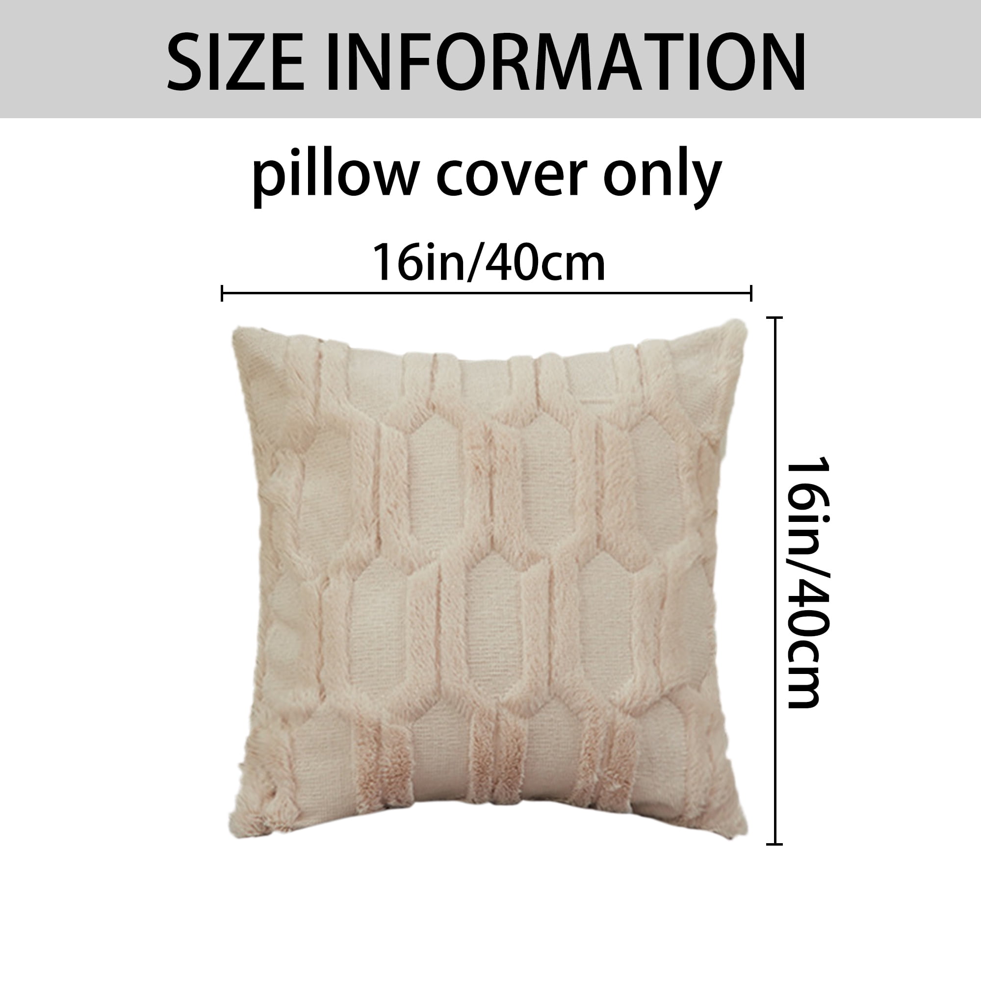 Unique Bargains Solid Color Plush Throw Pillow Covers Beige 16" x 16"