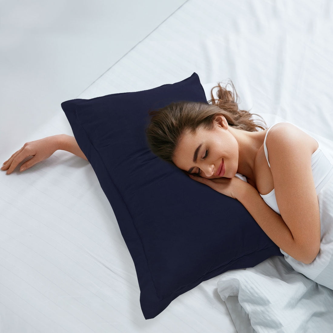 Unique Bargains 4-Pack Envelope Closure Pillow Sham No Zipper Standard Navy Blue
