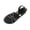 Black, variant on Women's Rhinestone Dressy Sandals Criss Cross Strappy Ankle Strap Flat Sandals Casual Open Toe Slip on Slides Pearl Button Flat Sandals
